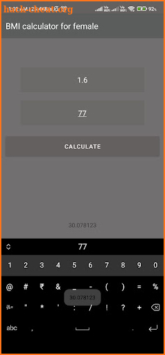 bmi calculator for female screenshot