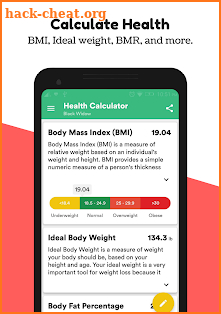 Body Mass Index & Ideal Weight Calculator screenshot