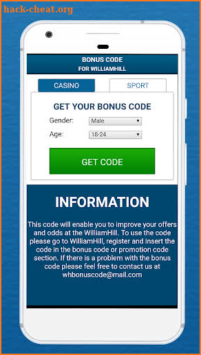 Bonus Code for the W Hill Site or Application screenshot
