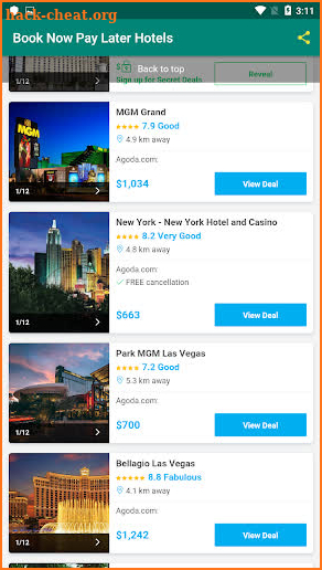 Book Now Pay Later Hotels screenshot