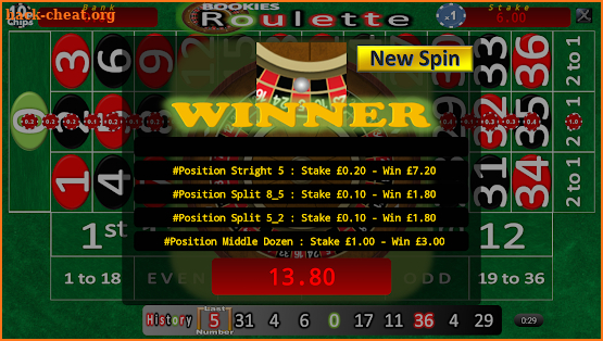 Bookies Roulette Simulation screenshot