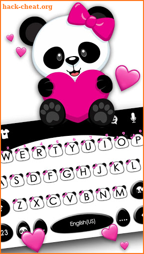 Bowknot Panda Hearts Free Keyboard Theme screenshot