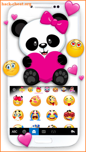 Bowknot Panda Hearts Free Keyboard Theme screenshot