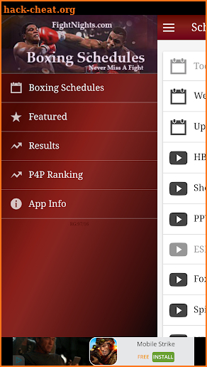 Boxing Schedule by FightNights screenshot