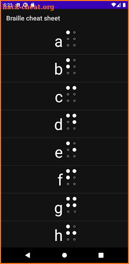 Braille cheat sheet screenshot