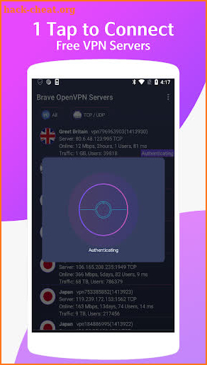 Brave OvpnSpider - OpenVPN Servers, Unlimited VPN screenshot