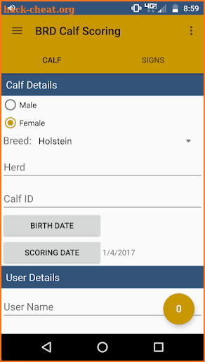 BRD Calf Scoring screenshot