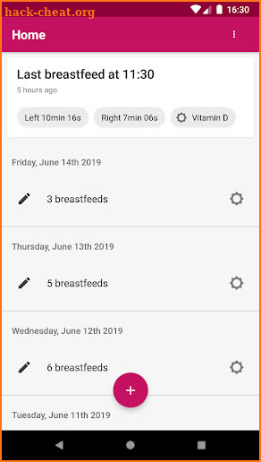 Breastfeeding screenshot