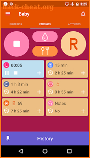 Breastfeeding tracker, pump log and baby diary screenshot