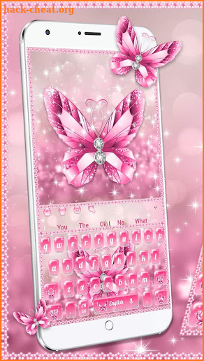 Bright Pink Diamond Butterfly Keyboard screenshot