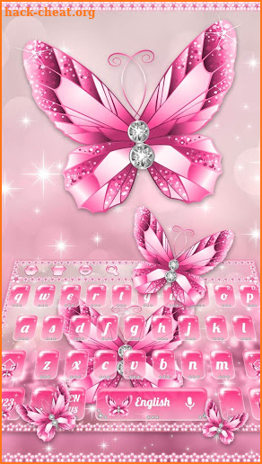 Bright Pink Diamond Butterfly Keyboard screenshot