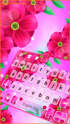 Bright Pink Floral Keyboard Background screenshot