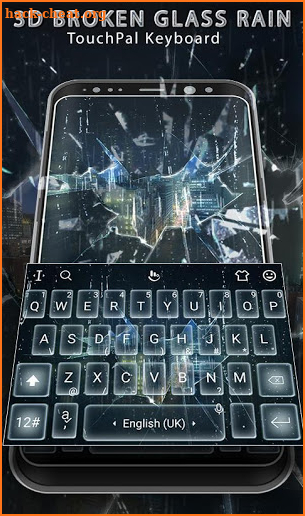 Broken 3D Glass Rain Keyboard Theme screenshot