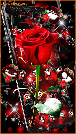 Broken Glass Beautiful Red Rose Theme screenshot