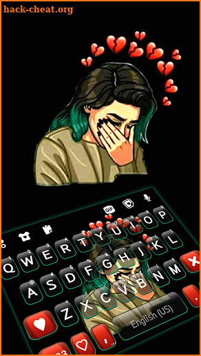 Broken Heart Girl Keyboard Background screenshot