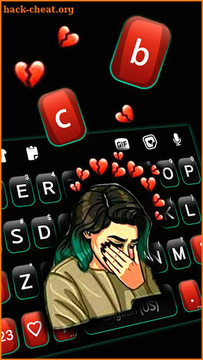 Broken Heart Girl Keyboard Background screenshot