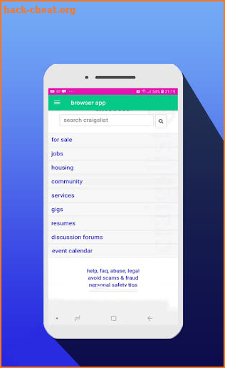 Browser For classifiends{jobs, gigs, for sale,} screenshot