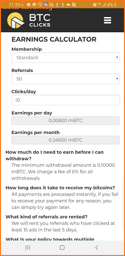 BTC Clicks - Earn Free Bitcoins Now! screenshot