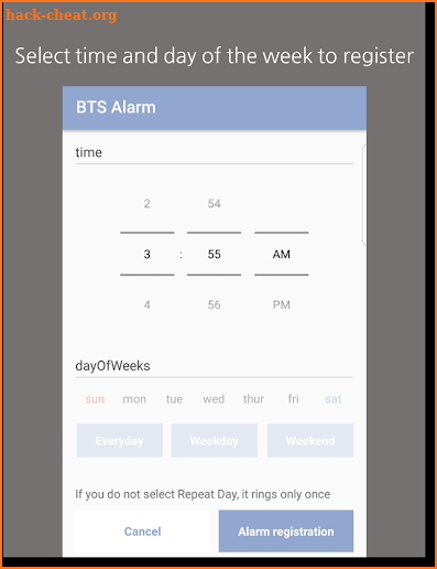 BTS Alarm screenshot