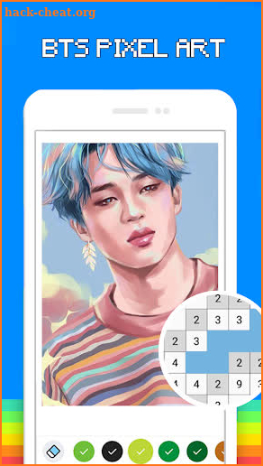 BTS Pixel Art Free Color By Number Coloring Book screenshot