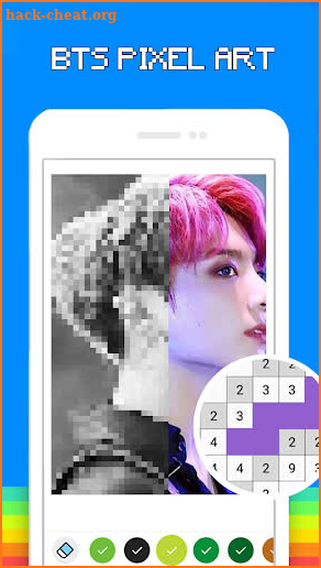 BTS Pixel Art Free Color By Number Coloring Book screenshot
