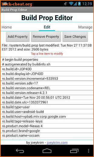 Build Prop Editor screenshot