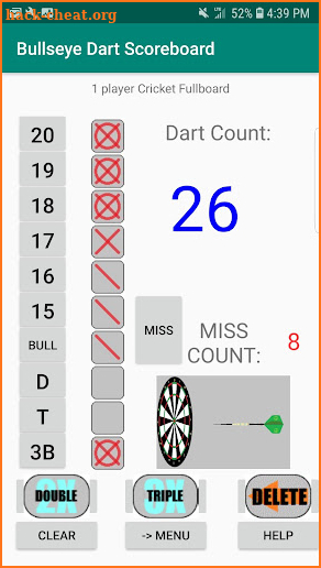 Bullseye Dart Scoreboard screenshot