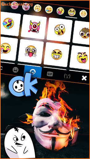 Burning Anonymous Keyboard Background screenshot