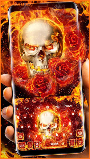 Burning Fire Rose Skull Keyboard Theme screenshot