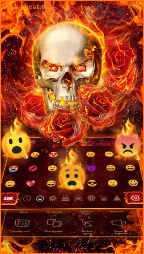 Burning Fire Rose Skull Keyboard Theme screenshot