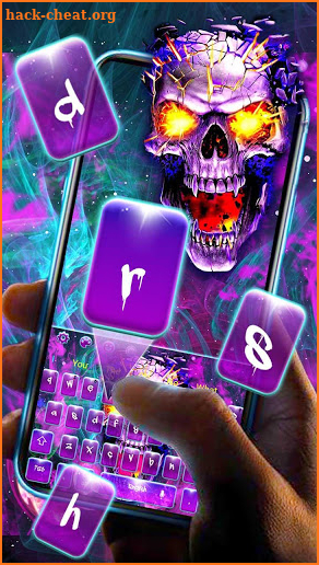 Burning Purple Skull Keyboard Theme screenshot