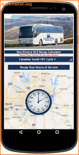 Bus Drivers Hours of Service Recap Calculator screenshot