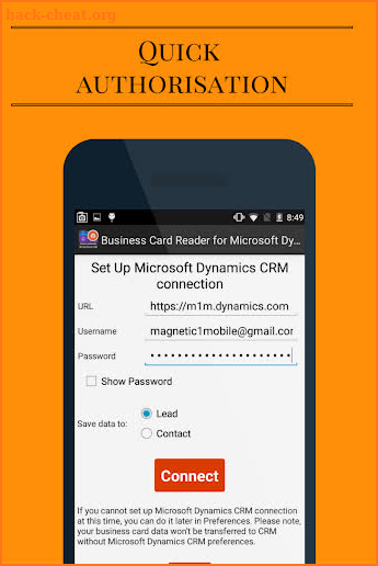 Business Card Reader for MS Dynamics CRM screenshot