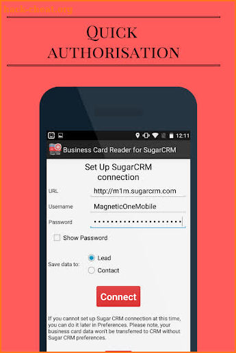 Business Card Reader for SugarCRM screenshot