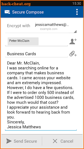 Business Class Email (BCE) screenshot
