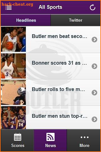 Butler Grizzlies Front Row screenshot