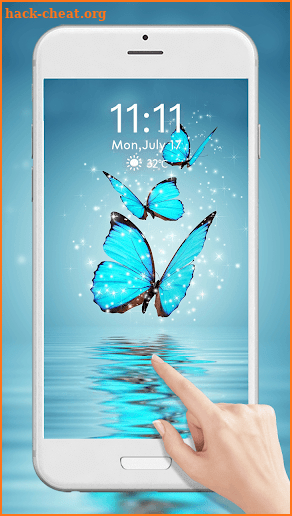 Butterfly Blue Gleam 3D Live Lock Screen Wallpaper screenshot
