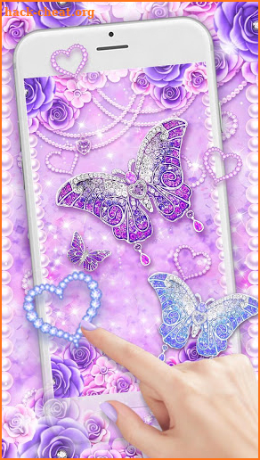 Butterfly Glitter Diamond 3D Lock Screen Wallpaper screenshot