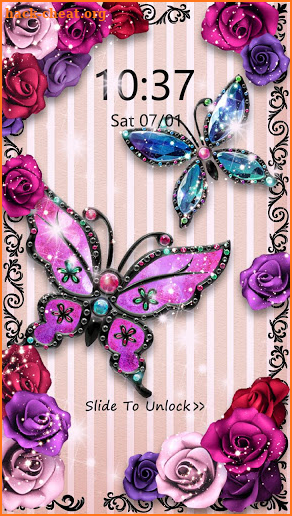 Butterfly Purple Rose Theme screenshot