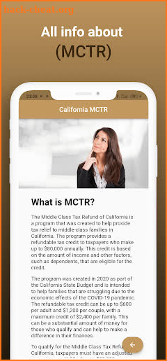 CA Middle C Tax Refund Info screenshot