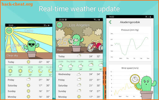 Cactus weather app: Forecast & widget & clocks screenshot
