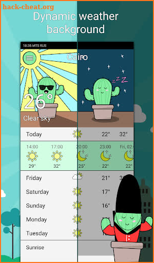 Cactus weather app: Forecast & widget & clocks screenshot