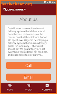 Cafe Runner Consumer Experience screenshot