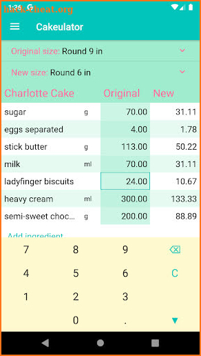 Cakeulator screenshot