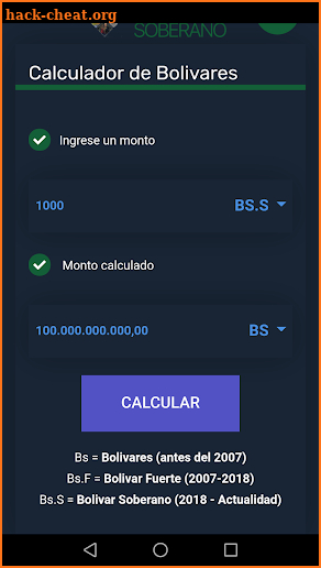 Calculador Bolívar Soberano screenshot