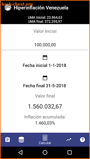 Calculadora Hiperinflación Venezuela screenshot