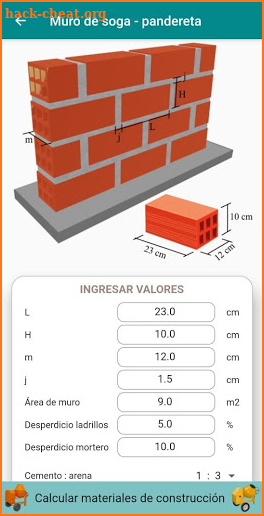 Calcular materiales de construcción screenshot