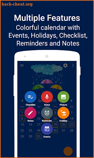 Calendar 2018 - Diary, Holidays and Reminders screenshot