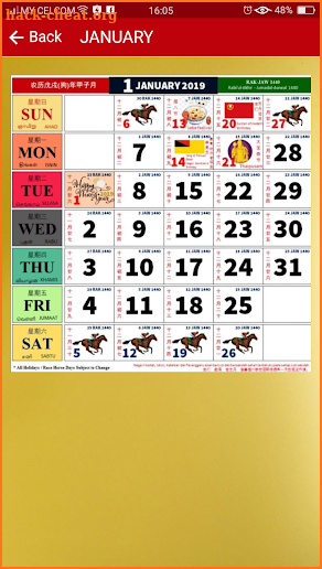 Calendar 2019 Malaysia screenshot