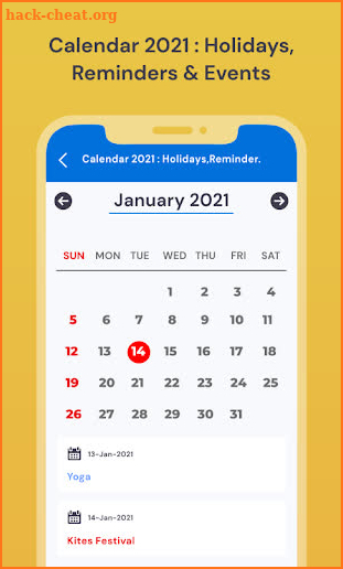Calendar 2021 : Holidays, Reminders & Events screenshot